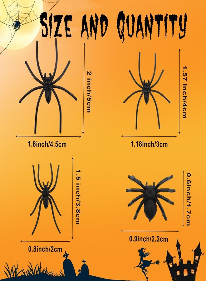 Nelisylux 120 Pieces Plastic Spiders Halloween Decorations, Halloween Spider, Fake Spiders, 4 Sizes Black Small Spider Web Decoration, Realistic Fun Toys Prank Props Scare Practical Surprise Joke Party Decor - Image 3